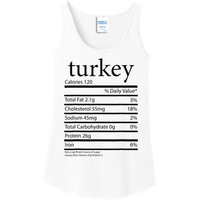 Funny Turkey Family Thanksgiving Nutrition Facts Food  Ladies Essential Tank