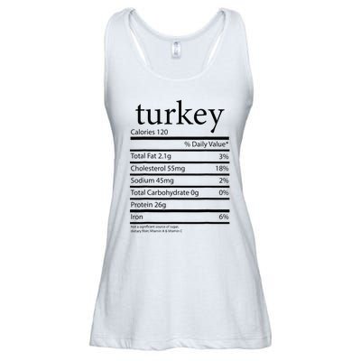 Funny Turkey Family Thanksgiving Nutrition Facts Food  Ladies Essential Flowy Tank