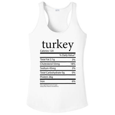 Funny Turkey Family Thanksgiving Nutrition Facts Food  Ladies PosiCharge Competitor Racerback Tank