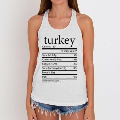 Funny Turkey Family Thanksgiving Nutrition Facts Food  Women's Knotted Racerback Tank