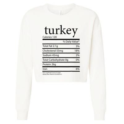 Funny Turkey Family Thanksgiving Nutrition Facts Food  Cropped Pullover Crew