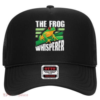 Funny The Frog Whisperer Gift Cute Bullfrog Fan Boys Girls High Crown Mesh Back Trucker Hat