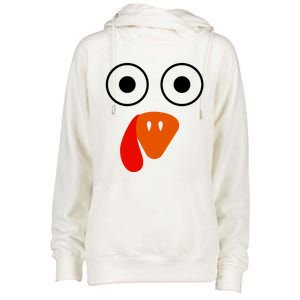 Funny Turkey Face Gift Big Eyes Pilgrim Thanksgiving Day Gift Womens Funnel Neck Pullover Hood