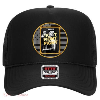 Funny Trump Fight Meme Coin Crypto President High Crown Mesh Back Trucker Hat