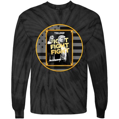 Funny Trump Fight Meme Coin Crypto President Tie-Dye Long Sleeve Shirt