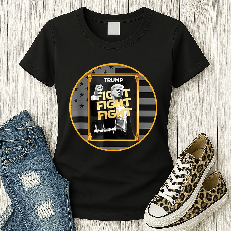 Funny Trump Fight Meme Coin Crypto President Womens T-Shirt