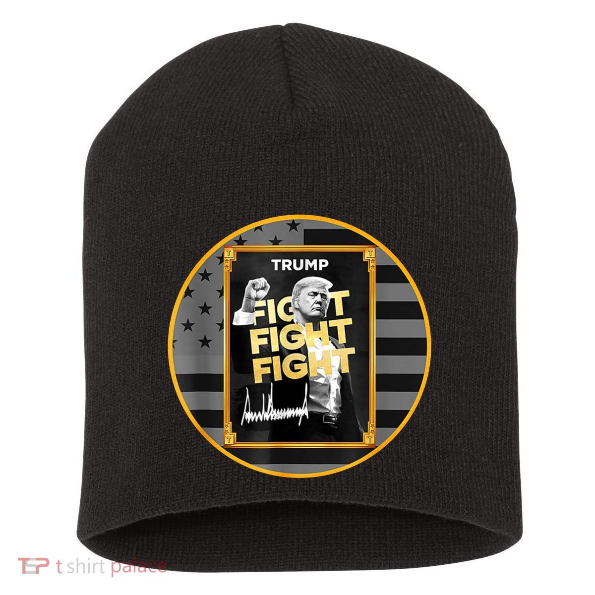 Funny Trump Fight Meme Coin Crypto President Short Acrylic Beanie