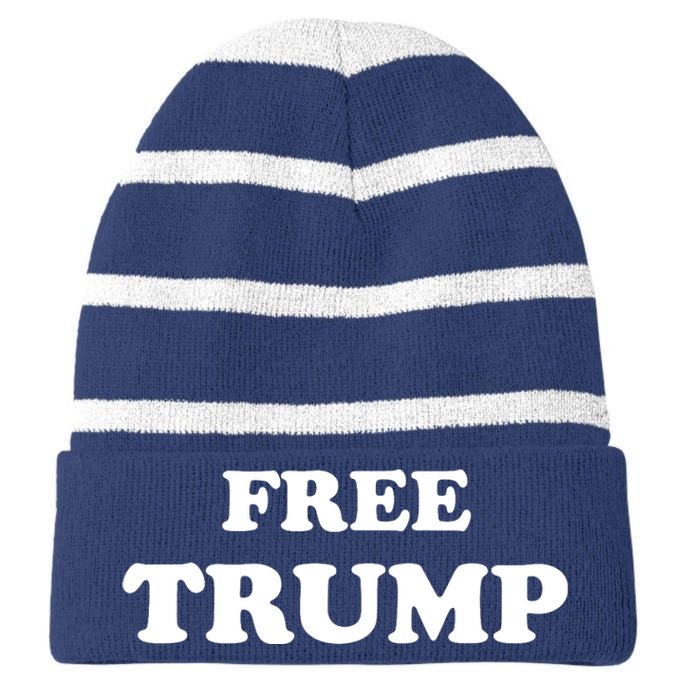 Free Trump, Free Donald Trump 2024 Striped Beanie with Solid Band