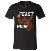 Football Thanksgiving Feast Mode Turkey Thanksgiving V-Neck T-Shirt