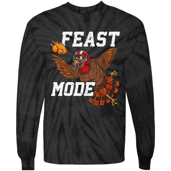 Football Thanksgiving Feast Mode Turkey Thanksgiving Tie-Dye Long Sleeve Shirt