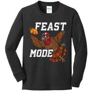 Football Thanksgiving Feast Mode Turkey Thanksgiving Kids Long Sleeve Shirt