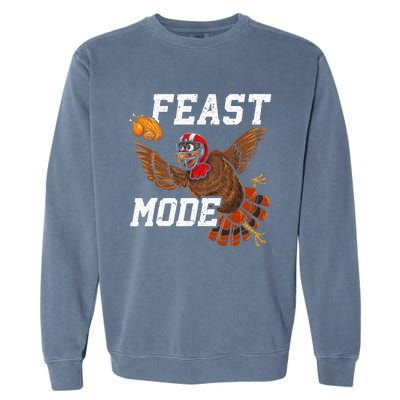 Football Thanksgiving Feast Mode Turkey Thanksgiving Garment-Dyed Sweatshirt