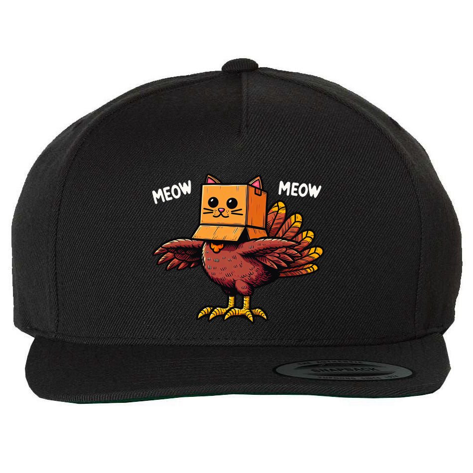 Funny Turkey Face To Celebrate Thanksgiving Gift Wool Snapback Cap