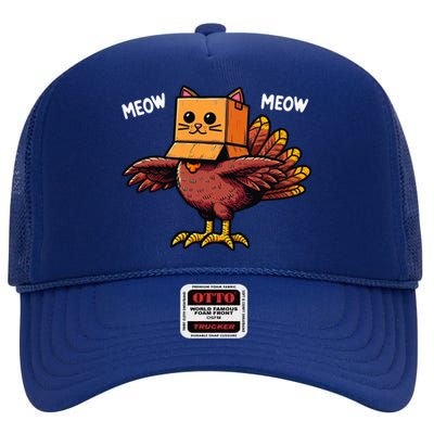 Funny Turkey Face To Celebrate Thanksgiving Gift High Crown Mesh Back Trucker Hat