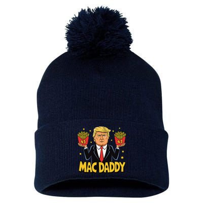 Funny Trump Fast Food Mac Daddy For Fans Pom Pom 12in Knit Beanie