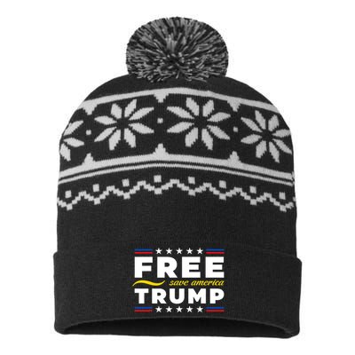 Free Trump Free Donald Trump 2024 USA-Made Snowflake Beanie