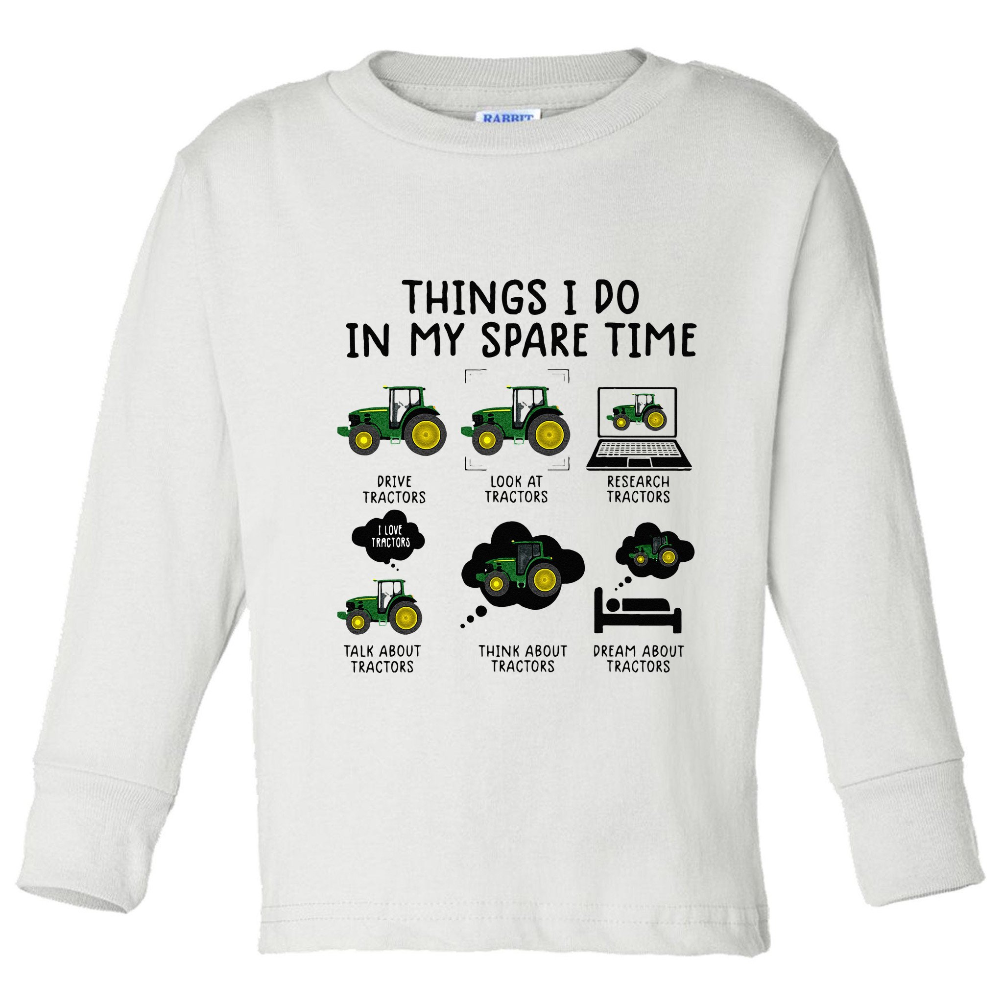 Funny Tractor Farming Toddler Long Sleeve Shirt