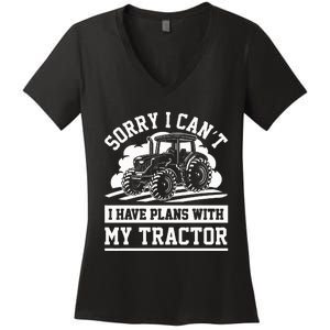 Farm Tractors Farming Truck Enthusiast Saying Outfit Women's V-Neck T-Shirt