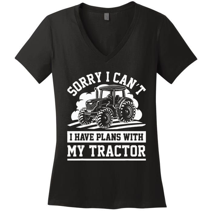 Farm Tractors Farming Truck Enthusiast Saying Outfit Women's V-Neck T-Shirt