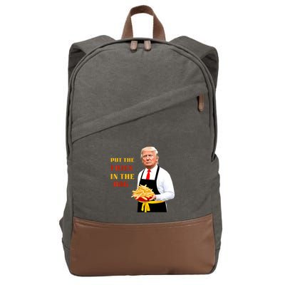 Funny Trump Fast Food Put The Fries In The Bag 2024 Cotton Canvas Backpack