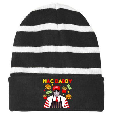 Funny Trump Fries Making Fries Mac Daddy Striped Beanie with Solid Band