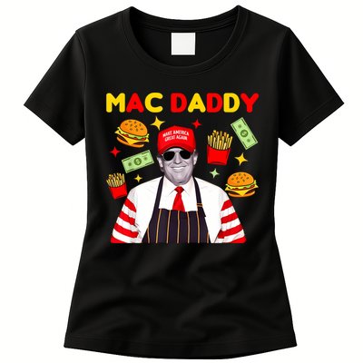 Funny Trump Fries Making Fries Mac Daddy Womens T-Shirt