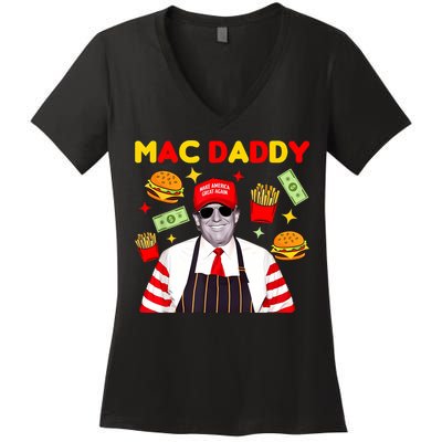 Funny Trump Fries Making Fries Mac Daddy Women's V-Neck T-Shirt