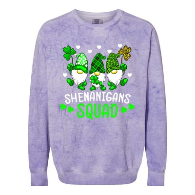 Funny Time For Shenanigans Squad St Patrick's Day Gnomes Colorblast Crewneck Sweatshirt