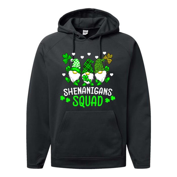 Funny Time For Shenanigans Squad St Patrick's Day Gnomes Performance Fleece Hoodie