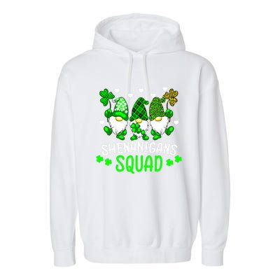 Funny Time For Shenanigans Squad St Patrick's Day Gnomes Garment-Dyed Fleece Hoodie