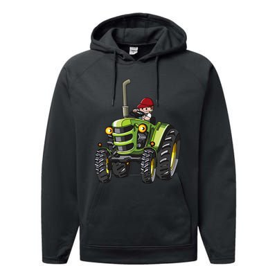 Farm Tractor Future Farmer Mini Tractor Lover Performance Fleece Hoodie