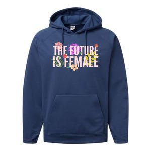 Floral The Future Is Female Performance Fleece Hoodie