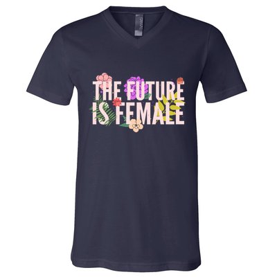 Floral The Future Is Female V-Neck T-Shirt