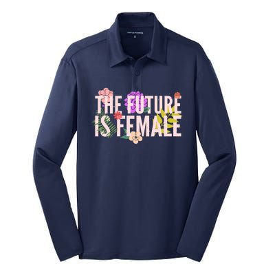 Floral The Future Is Female Silk Touch Performance Long Sleeve Polo