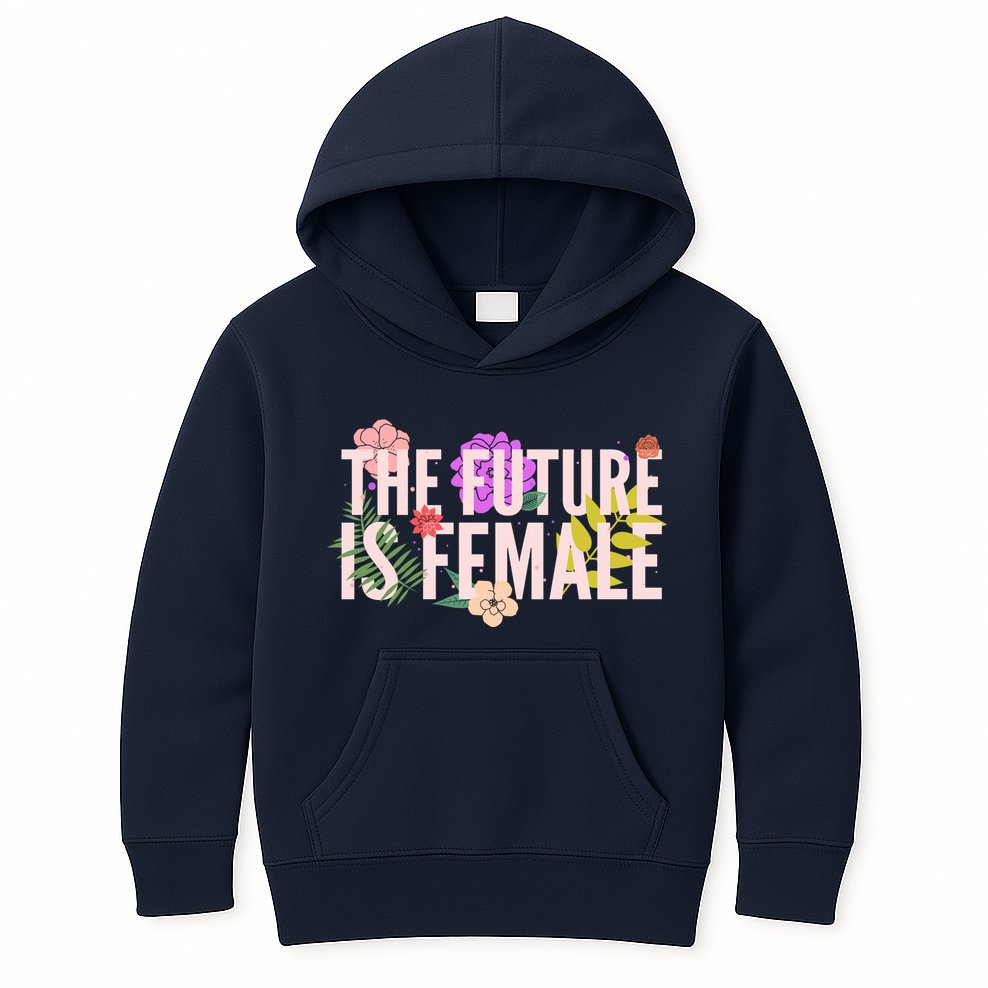 Floral The Future Is Female Kids Hoodie