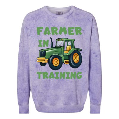 Funny Tractor Farmer In Training Tractor Colorblast Crewneck Sweatshirt