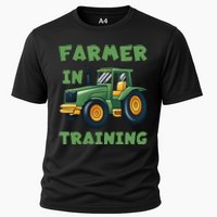 Funny Tractor Farmer In Training Tractor Cooling Performance Crew T-Shirt