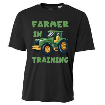 Funny Tractor Farmer In Training Tractor Cooling Performance Crew T-Shirt