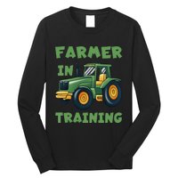 Funny Tractor Farmer In Training Tractor Long Sleeve Shirt