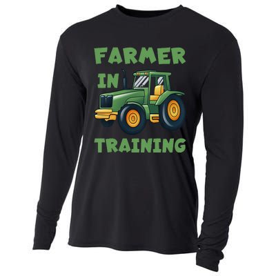 Funny Tractor Farmer In Training Tractor Cooling Performance Long Sleeve Crew