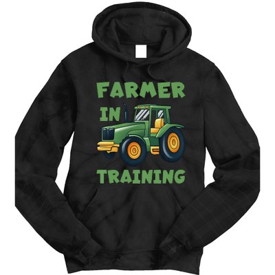 Funny Tractor Farmer In Training Tractor Tie Dye Hoodie