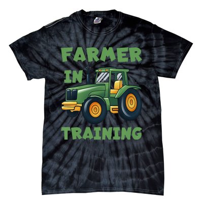 Funny Tractor Farmer In Training Tractor Tie-Dye T-Shirt