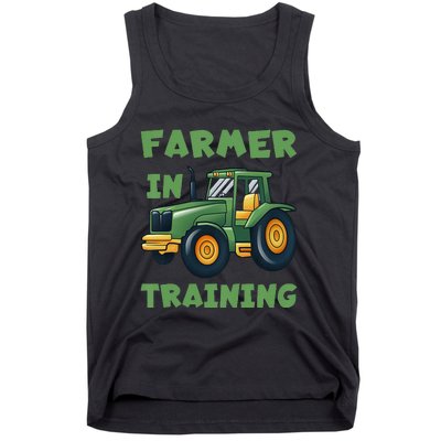 Funny Tractor Farmer In Training Tractor Tank Top