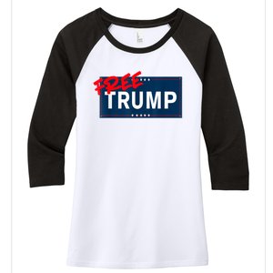 Free Donald Trump Republican Support Women's Tri-Blend 3/4-Sleeve Raglan Shirt