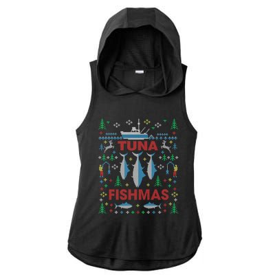 Funny Tuna Fishing Christmas Ugly Party Tuna Fishmas Gift Ladies PosiCharge Tri-Blend Wicking Draft Hoodie Tank