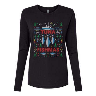 Funny Tuna Fishing Christmas Ugly Party Tuna Fishmas Gift Womens Cotton Relaxed Long Sleeve T-Shirt