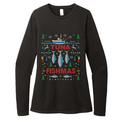 Funny Tuna Fishing Christmas Ugly Party Tuna Fishmas Gift Womens CVC Long Sleeve Shirt