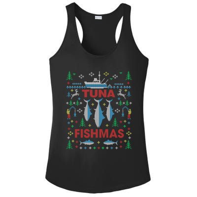 Funny Tuna Fishing Christmas Ugly Party Tuna Fishmas Gift Ladies PosiCharge Competitor Racerback Tank