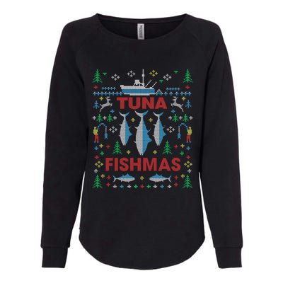 Funny Tuna Fishing Christmas Ugly Party Tuna Fishmas Gift Womens California Wash Sweatshirt