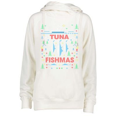 Funny Tuna Fishing Christmas Ugly Party Tuna Fishmas Gift Womens Funnel Neck Pullover Hood